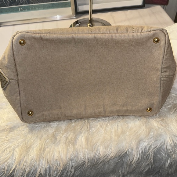 Prada Canapa Demin Logo Handle Bag EUC in Neutral - Picture 7 of 14
